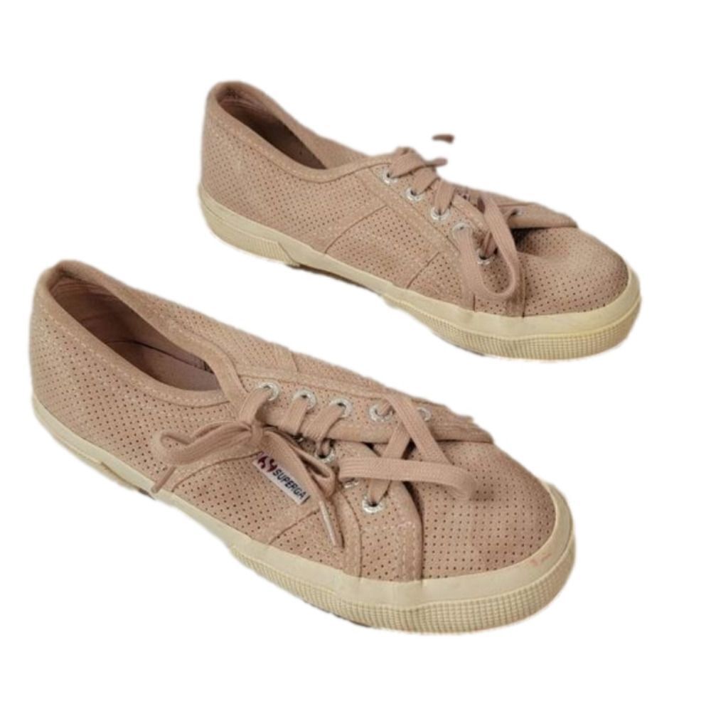 Superga Perforated Pink Suede Sneakers